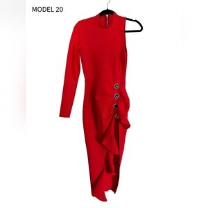 Elegant Asymmetrical Red Dress